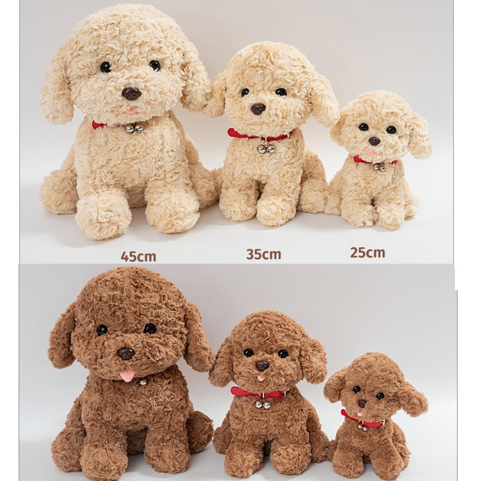 Hund Kuscheltier, 25/35/45cm Teddy-Hund Plüschtier, Stofftier Plüsch Puppe Kuscheltiere, Geschenk für Jungen Mädchen (braun,45CM)