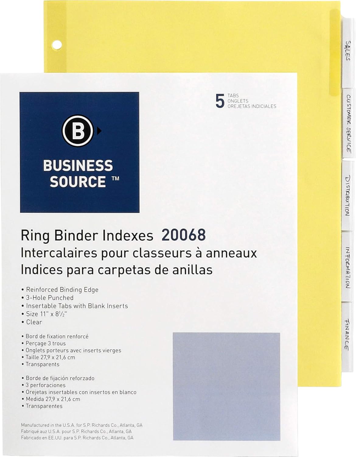 BSN20068BX - Business Source Buff Stock Ring Binder Indexes