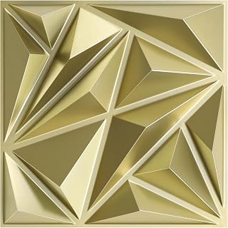 STICKGOO Diamond 3D Wall Panels, Champaign Gold, 12''x12'', 33 Pack | Accent Wall Panels for Interior Wall Decor, Living Room, Bedroom, TV Background, Lobby, Cover 32 Sq.Ft