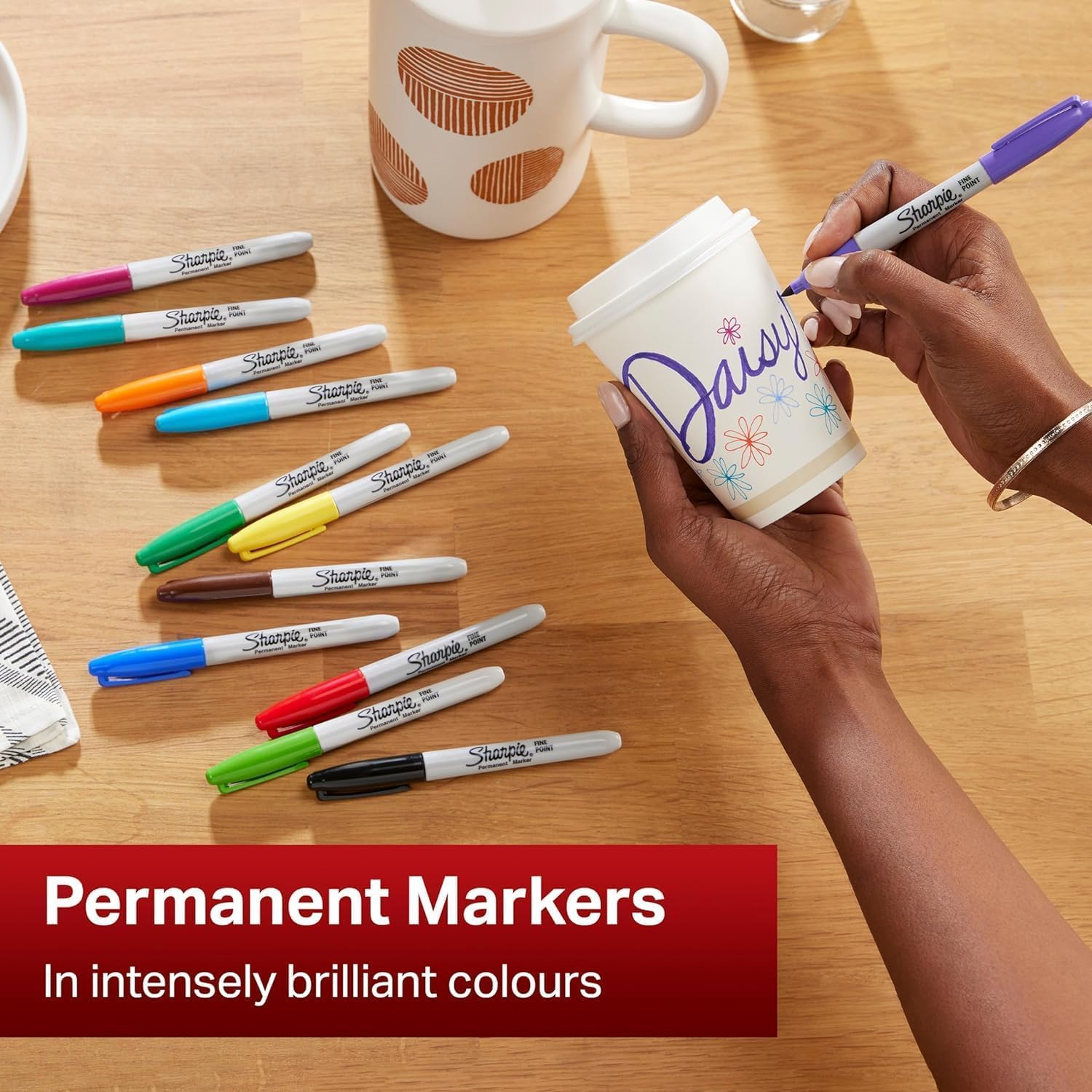 Sharpie Permanent Markers, Blue, Black, Red, Green, Orange, Purple, 6 count (Pack of 1) - Image 3