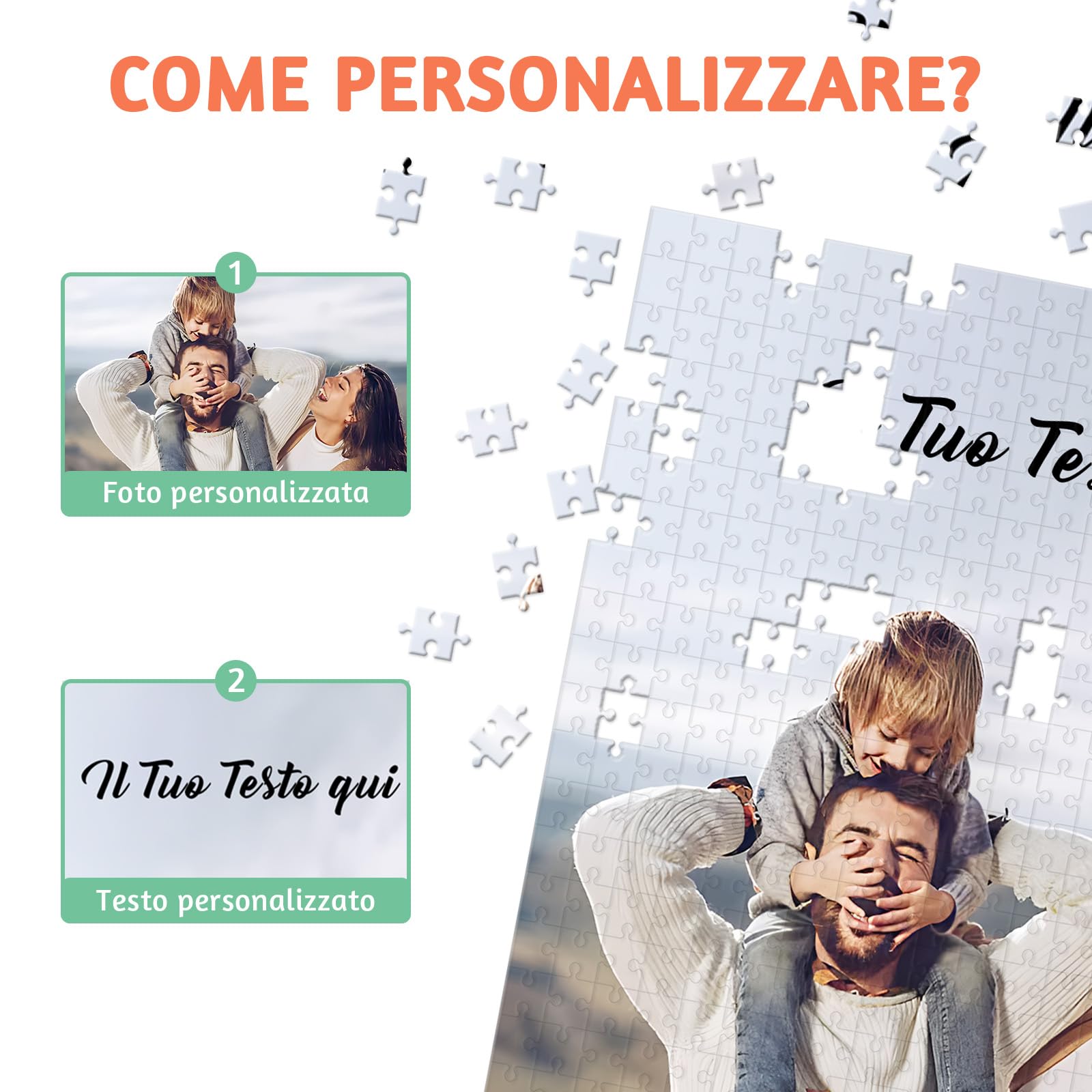 Puzzle Personalizzato Con Foto - Puzzle di Legno Personalizzati da 120/200/300/500/1000/1500 Pezzi, Puzzle Con Testo Foto Personalizzata, Puzzle Divertenti per Gioco Adulto/Familiare