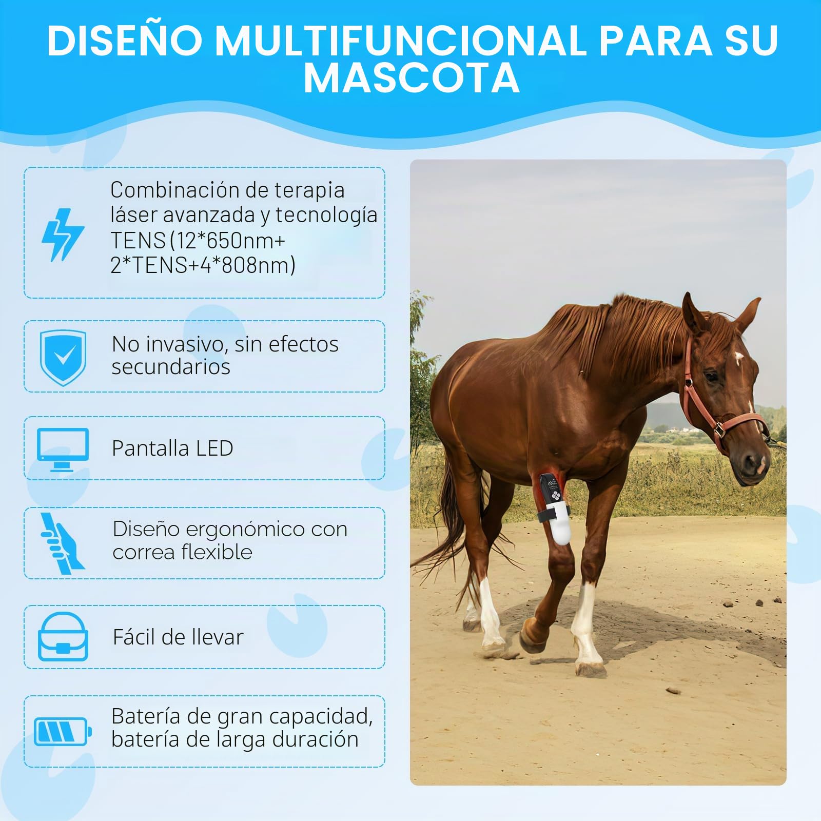iKeener Dispositivo de terapia para mascotas/veterinarios, terapia con láser frío, alivia el dolor articular de animales, dispositivo de terapia de mano portátil con luz roja de 12 x 650 nm y 4 x 808