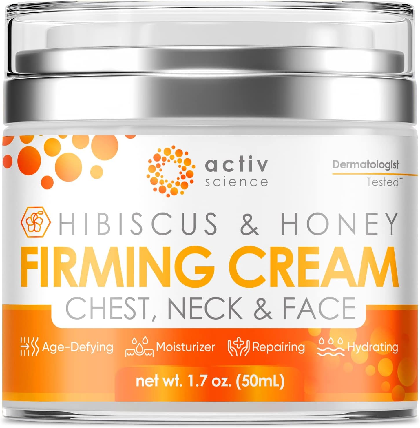 Hibiscus and Honey Neck Firming Cream - Natural Anti-Aging Facial Moisturizer with Retinol Collagen & Hyaluronic Acid - Day & Night Anti-Wrinkle Cream - Firming, Hydrating Face Cream - 1.7Oz