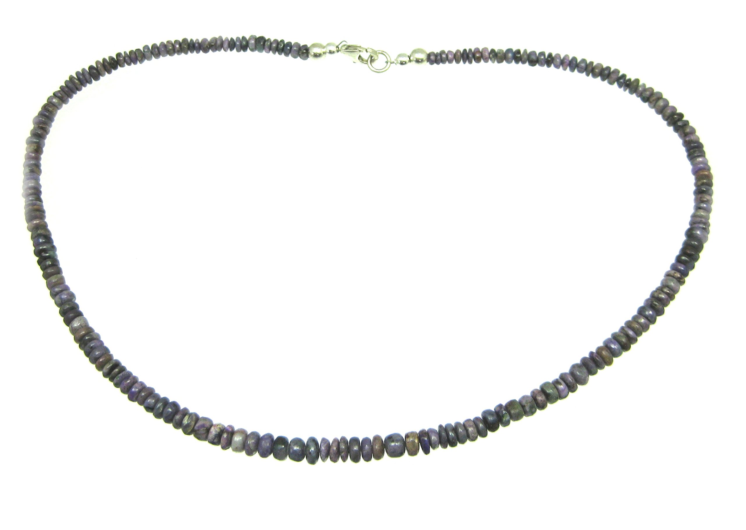 Chain Button Sugilite 4 – 6 mm 43 cm long 925 silver clasp