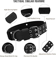 Vista 3 de Collar táctico para perro, collar militar ajustable para perro, collar de entrenamiento de nailon suave con parche, collares de hebilla de metal