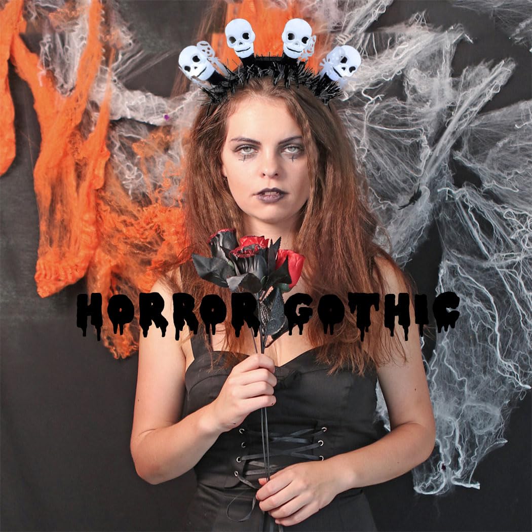Diadema iluminada de calabaza de Halloween con luces LED, diadema de fantasma, tocados góticos para mujeres, accesorios para el cabello para fiesta de disfraces