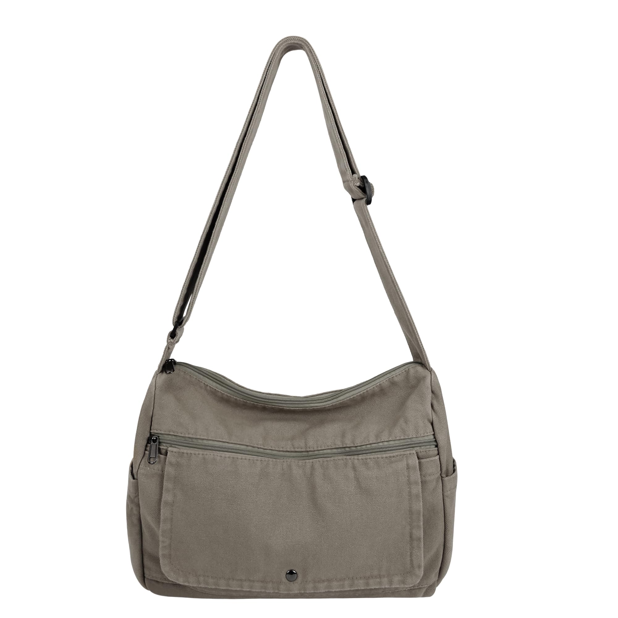 Canvas Messenger Bag for Women and Men Large Hobo Crossbody Shoulder Tote Bag with Multiple Pockets