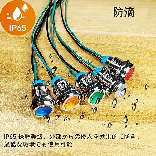 Miniatura 5 de Gebildet 4 piezas 12 mm 3V-4.5V-5V-6V-7.5V-9VDC Luz indicadora LED de metal impermeable, lámpara de señal piloto, para auto, camión, barco, con