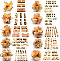 Vista 6 de Guaishou 10-in-One 3D Small Wooden Puzzles Kongming Lock IQ Test Toy for Teens and Adults
