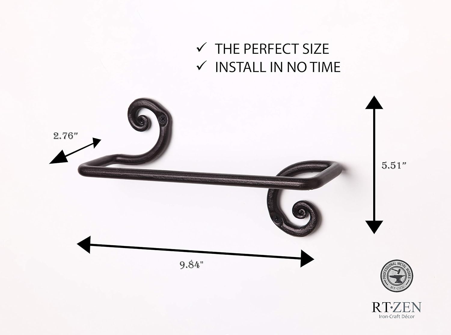 RTZEN Wrought Iron Bathroom Accessories Set, Decorative Hand Towel Bar and Body Towel Bar Hanger