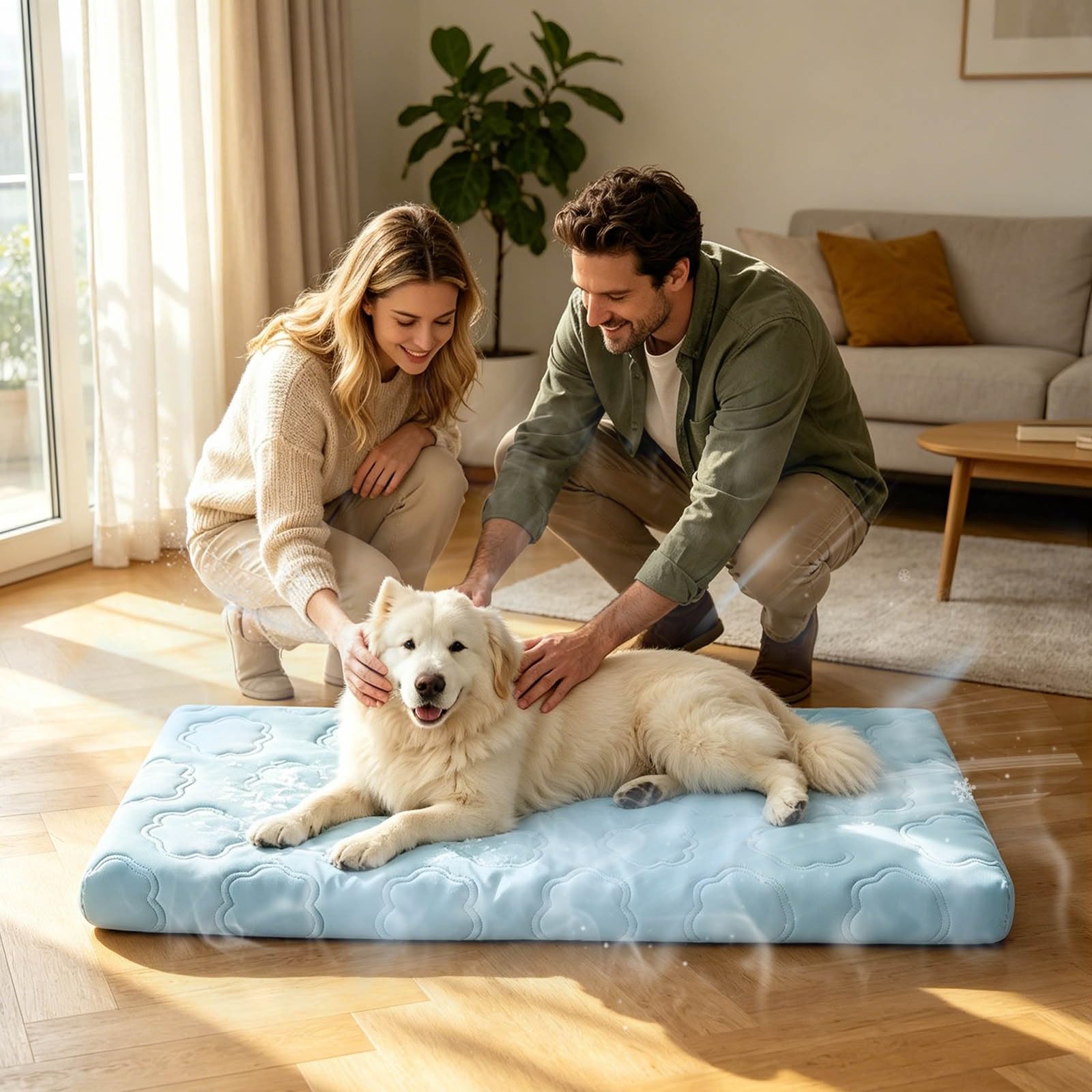 Tapis rafraîchissant pour chien - Confort d'été pour dormir - Lavable - En tissu non tissé - Pour la maison, le jardin, la voiture - Auto-rafraîchissant - Pour chien et chat