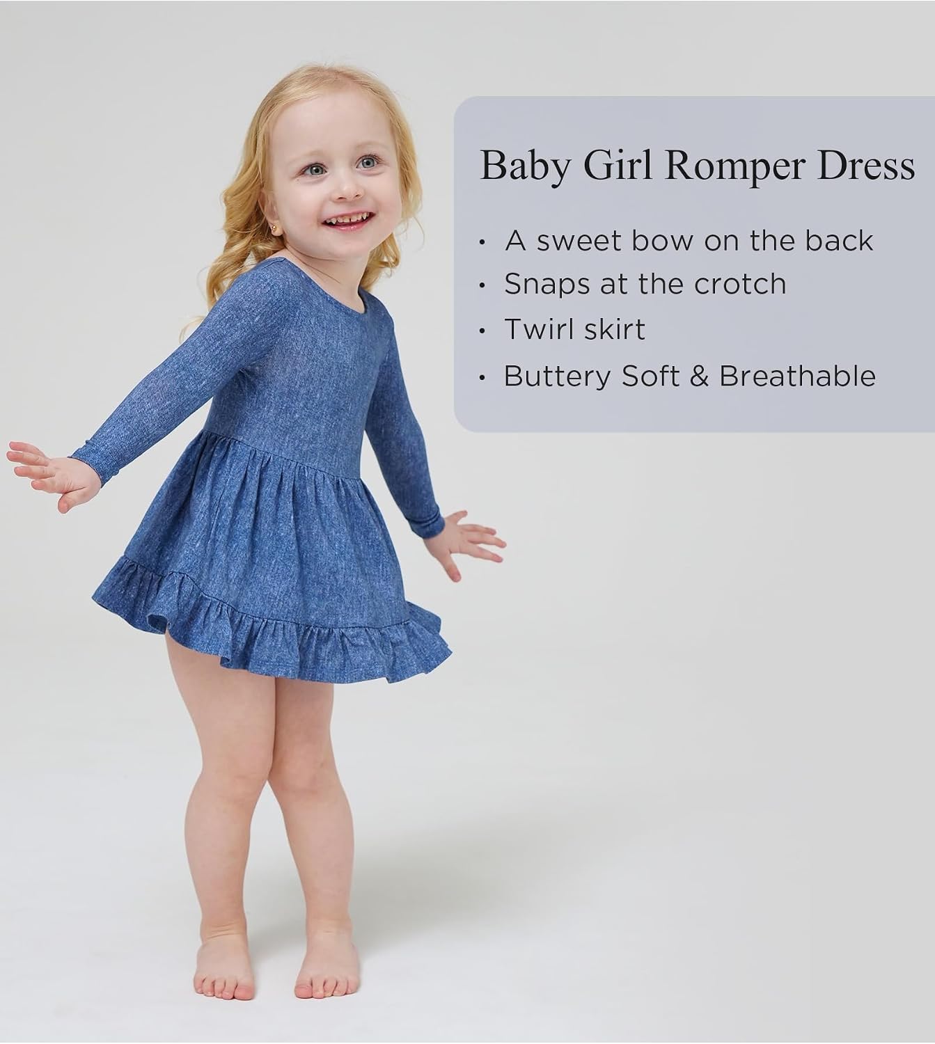 Bamboo Viscose Baby Girl Bodysuit Long Sleeve Cute Bow Infant Girls Romper Dress image 2