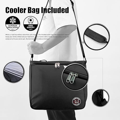 Miniatura 5 de LIBZAKI - Organizador de almacenamiento 4 en 1 para maletero, caja de almacenamiento plegable con múltiples compartimentos con hielera para