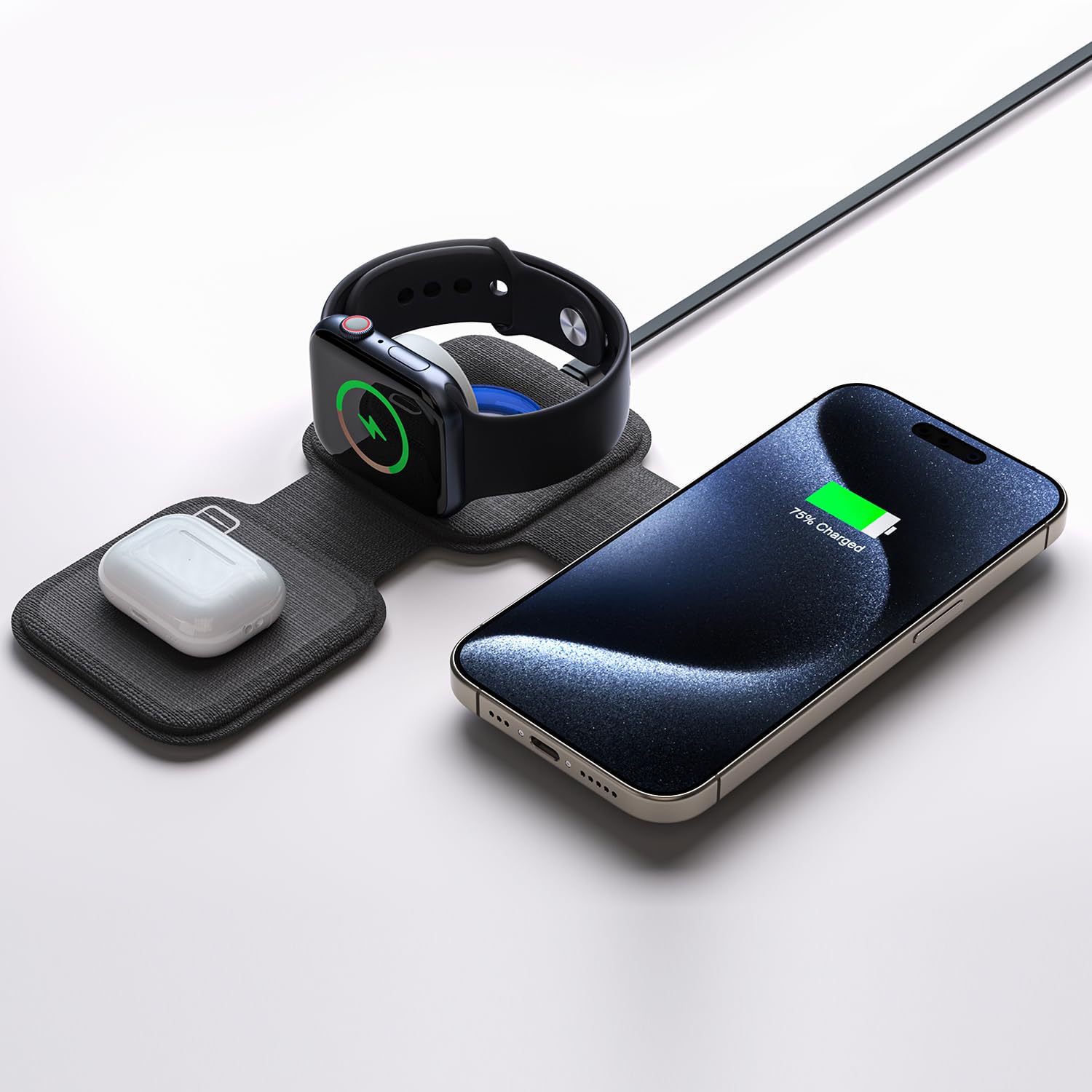 Lifelong Electronics 3-in-1 Magnetic MagSafe Foldable Wireless Charger Pad | 23W Fast Charging Dock | Charges iPhone (12 to 17, Pro/Plus/Max), All Series of Apple Watch & Airpods (2/3/Pro)