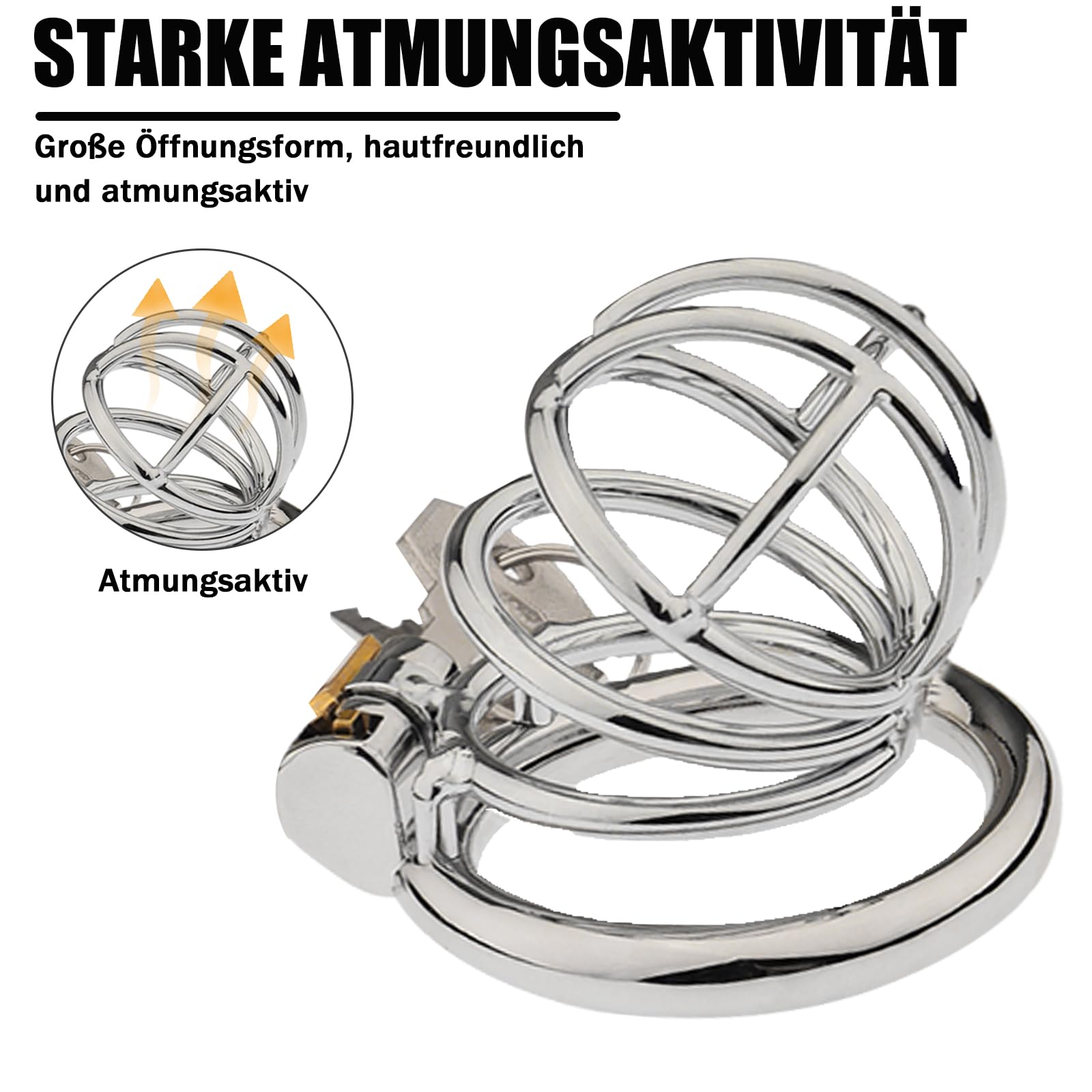 Jaula de castidad de acero inoxidable para pene, jaula de castidad masculina de metal, cinturón de castidad, jaula para pene, juguete sexual BDSM, set de juguetes sexuales duros (Φ40mm)