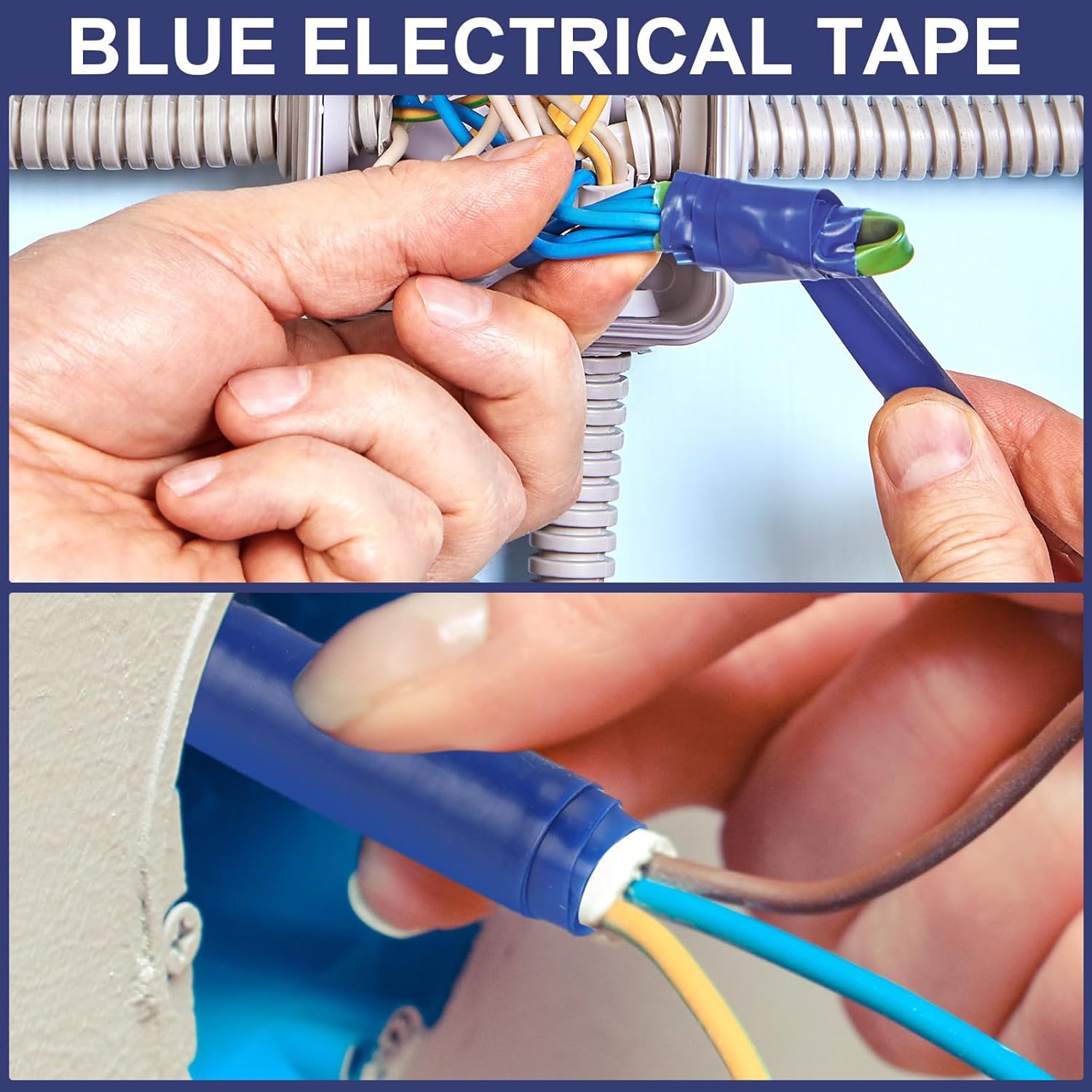 Treela 20 Rolls Electrical Tape 3/4 Inch Waterproof Vinyl Electrical Insulating Tape Flame Retardant Indoor Outdoor High Temperature Resistance Accessory for Wire and Cable(Royal Blue,66 ft)