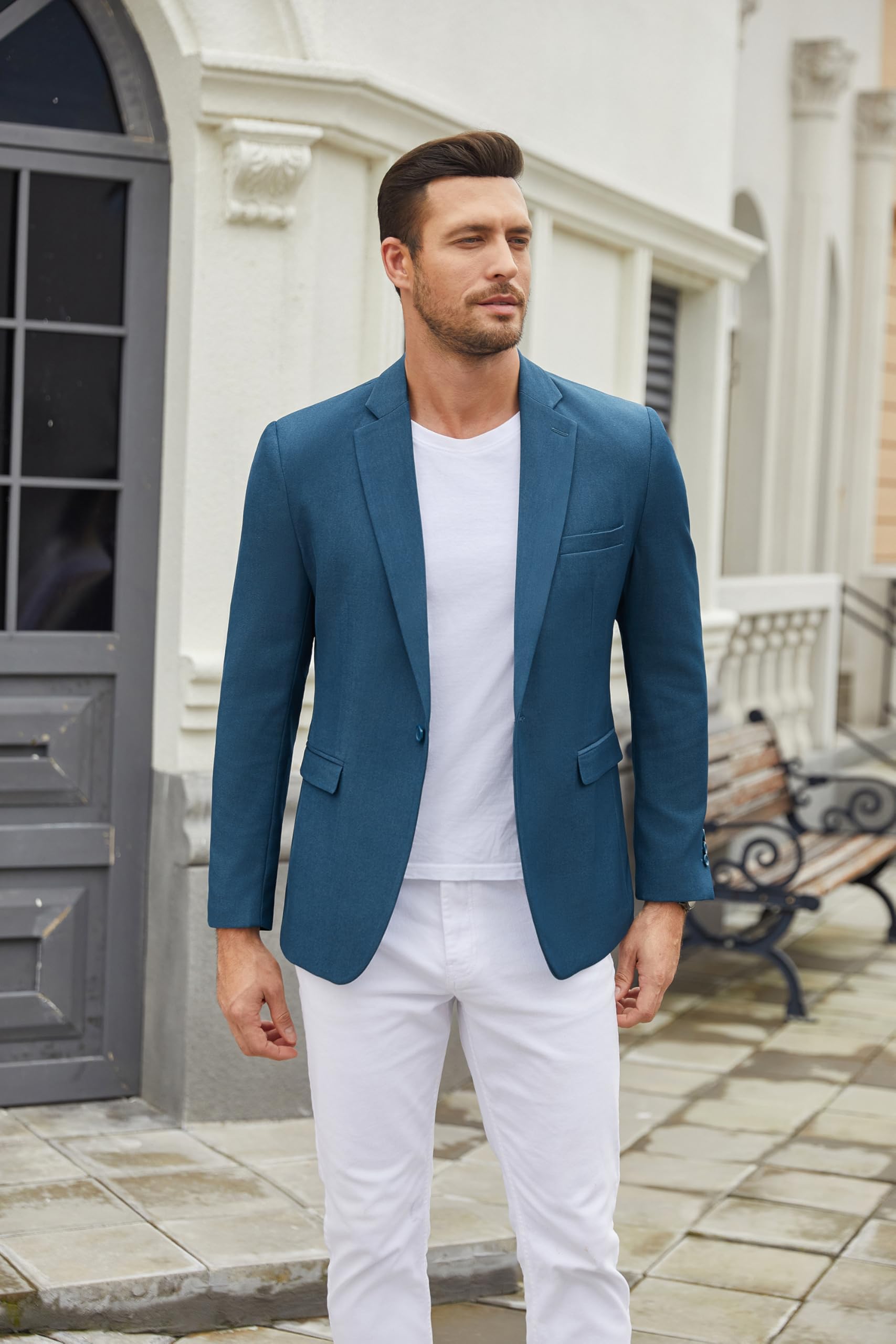 COOFANDY Blazer Sportivo da Uomo Giacche da Lavoro Giacche da Completo per Il Tempo Libero Giacca per Matrimonio Abito a Un Bottone