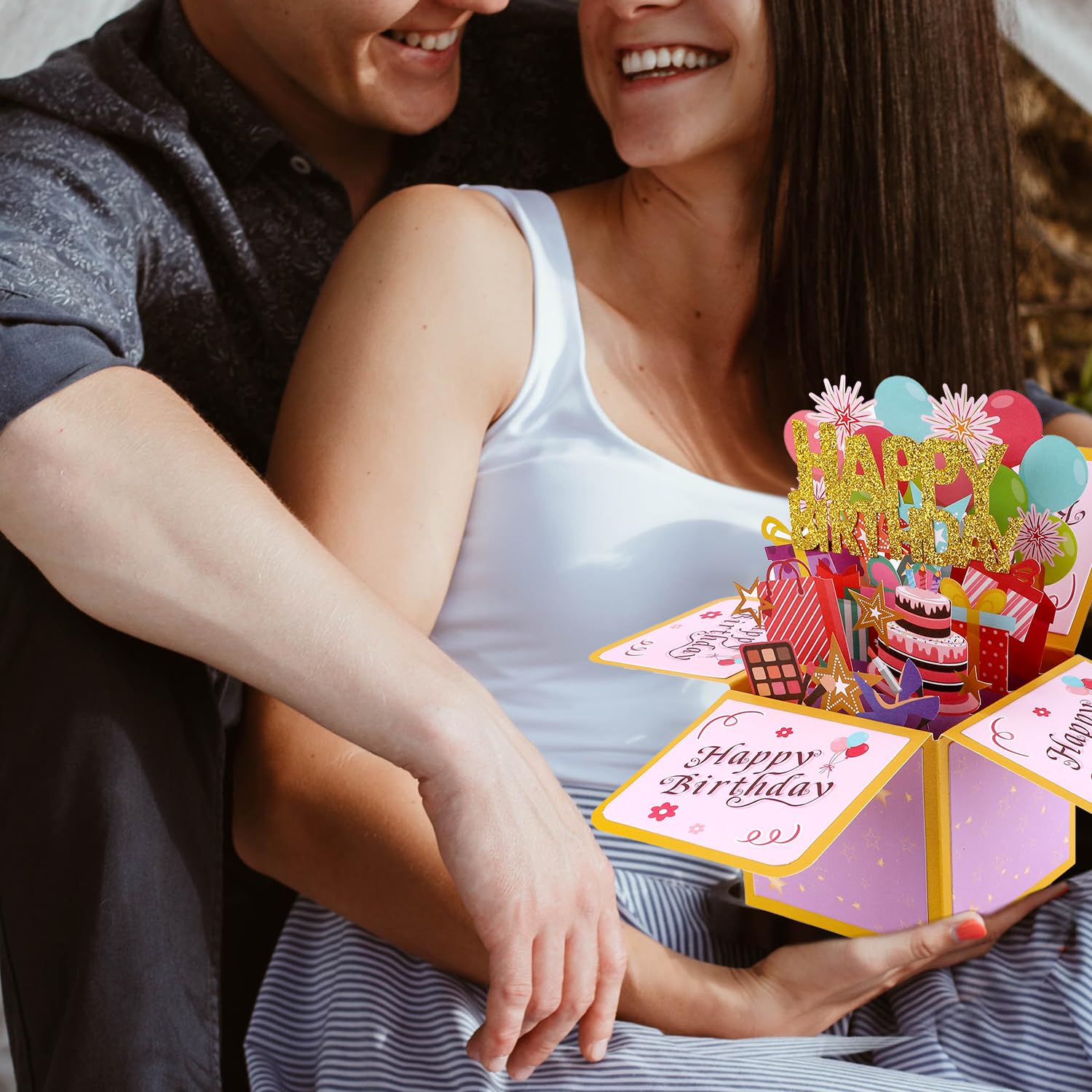 1 Pièce Popup Happy Birthday Card, 3D Creative Gâteau D'anniversaire Cartes De Vœux Pour Enfants, Dames, Maman, Papa, Femme, Hommes D'affaires (3 Cartes Manuscrites Gratuites