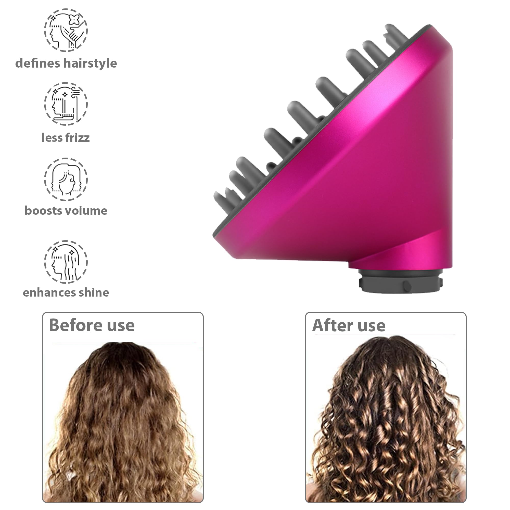 Diffusordüse für Dyson Airwrap Styler Aufsätze, Diffusordüse für Dyson Airwrap HS05 HS01, Umwandelbar für Dyson Airwrap Styler in Haartrockner, Diffusor Föhn Aufsatz (Rosarot)