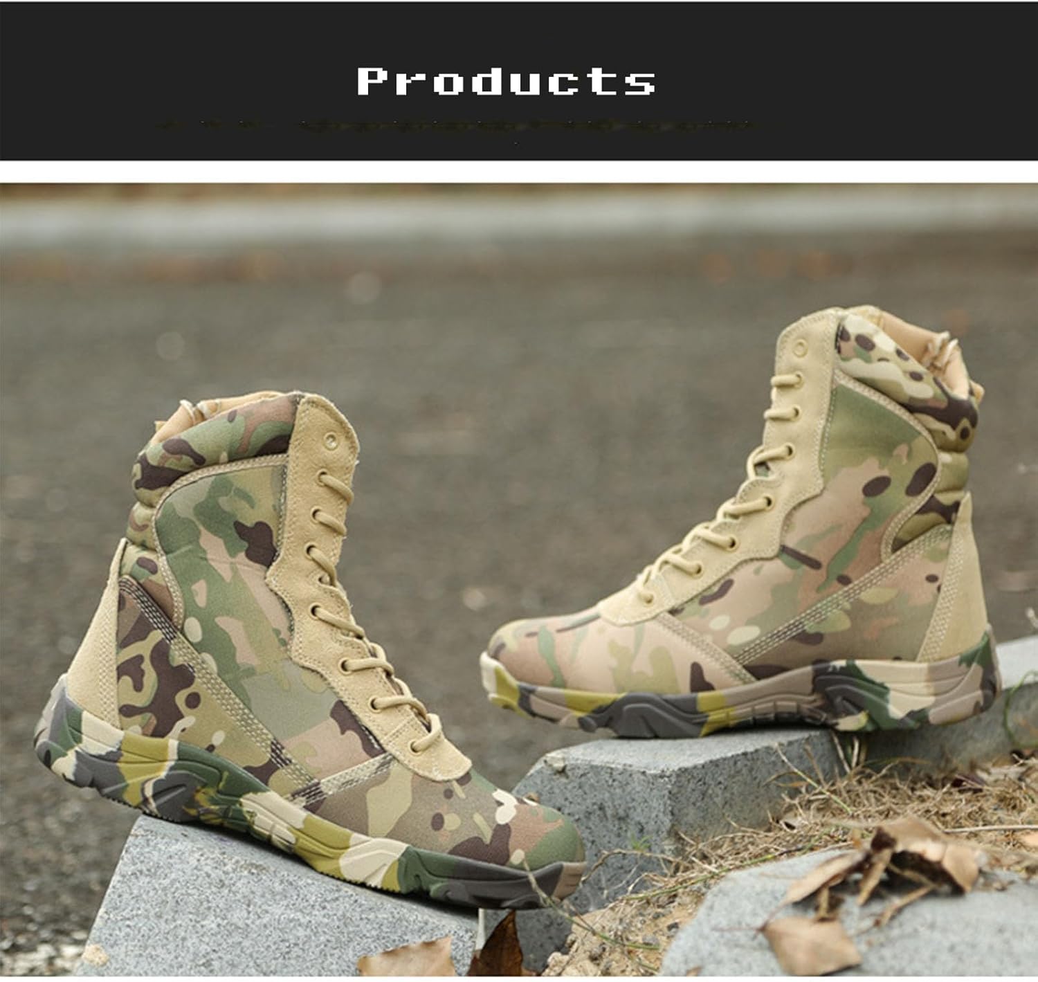 Men's Military Tactical Boot Lightweight Comfortable Boots for Work All Day Side Zipper Motorcycle Combat Hiking Boots