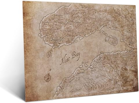 Displate Metal Poster The Elder Scrolls Daggerfall Map Wall Art L | Wall-safe magnetic mounting, no drilling or tools. Easy to mount, artwork, wall decor home living room, bedrooms, offices.