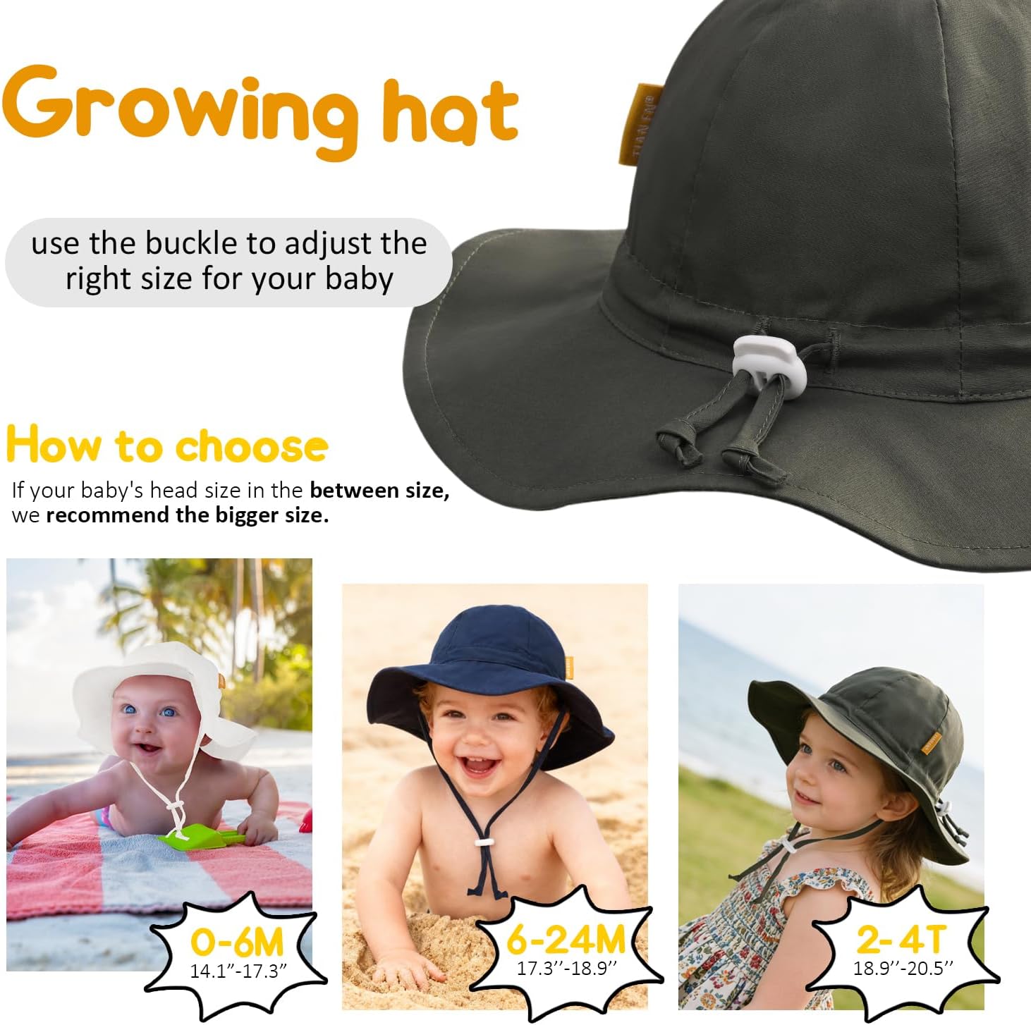 Baby Girl Sun Hat with UPF 50+ Outdoor Adjustable Toddler Beach Hat with Wide Brim Bucket Hats for Kids - Image 4