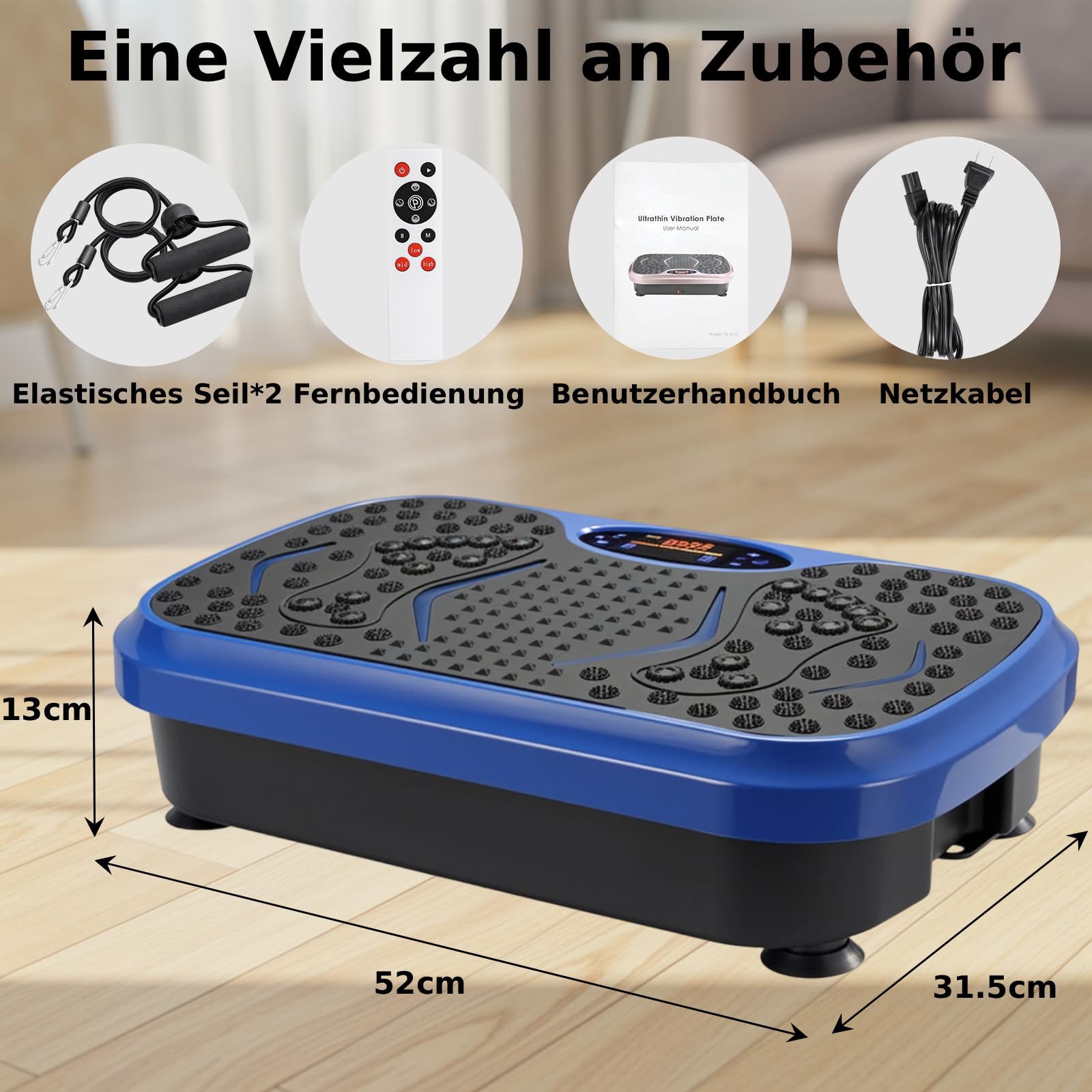 TLGREEN Vibrationsplatte für Home-Workout & Lymphdrainage – Leise Vibrationsboard mit 99 Stufen & 5 Programmen – Inkl. Trainingsbänder & Fernbedienung – Fitnessgerät für Fettverbrennung & Muskelaufbau