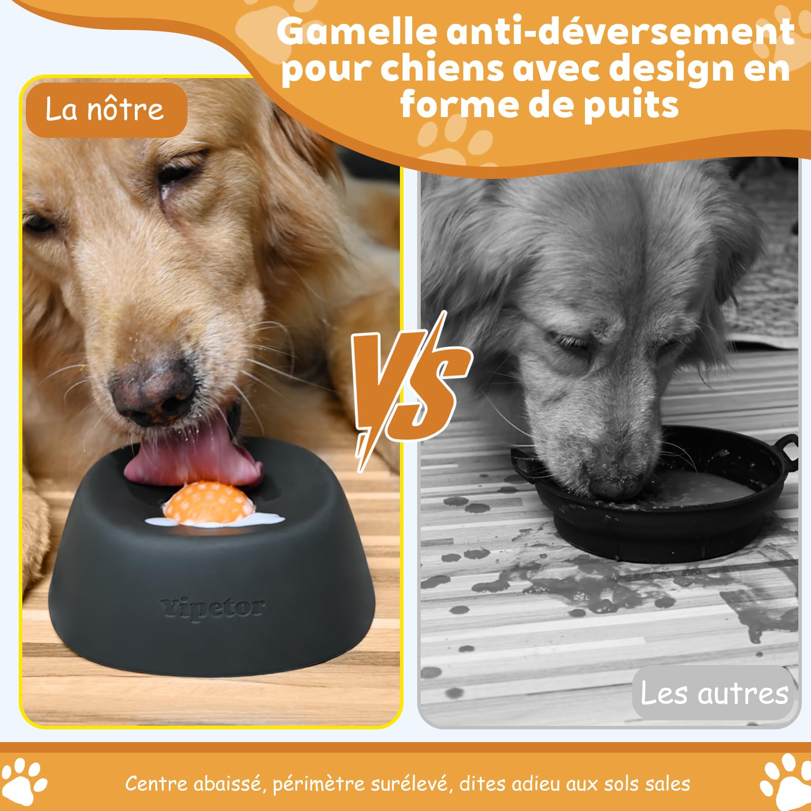 Yipetor Bol de Léchage Chien pour Friandises Liquides, Gamelle Anti Glouton Chien pour Bouillon d'os pour Chien, 3/4 Tasse de Yaourt, Jouet à Lécher pour Chien de Petite, Moyenne et Grande Race