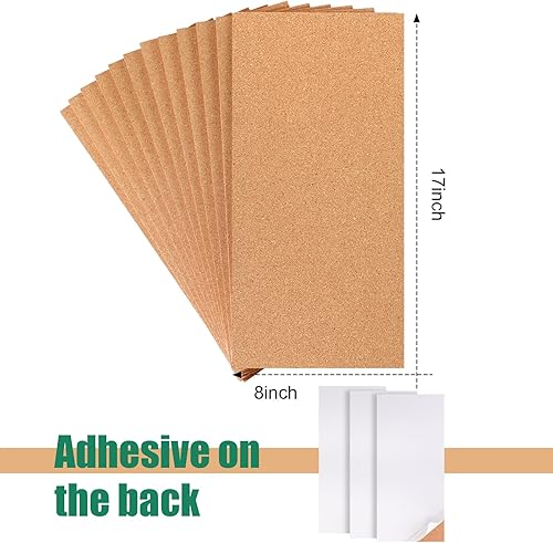Miniatura 2 de Wesiti 36 piezas de tablero de corcho autoadhesivo de 17 x 8 pulgadas de grosor de 0.24 pulgadas, posavasos cuadrados de corcho natural con respaldo
