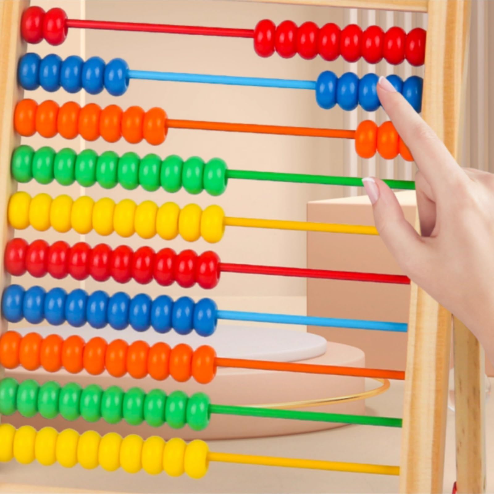 Ábaco Ábaco con Marco De Madera Y Cuentas Multicolores, Herramienta Educativa For El Aprendizaje Matemáticas Preescolares Oficina Material