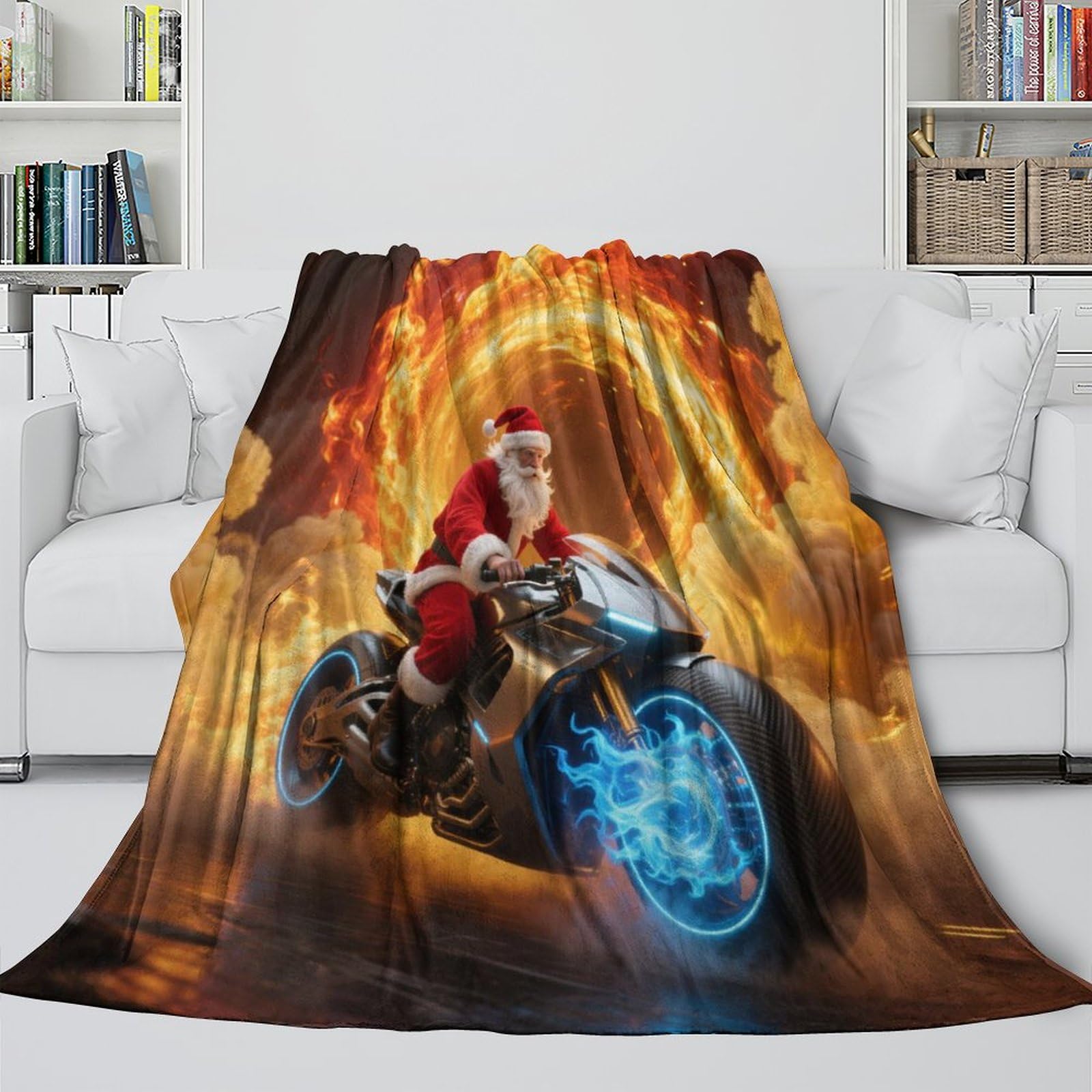 Coperta natalizia con stampa 3D di Babbo Natale, in pile, per adulti, bambini e adulti, 180 x 200 cm