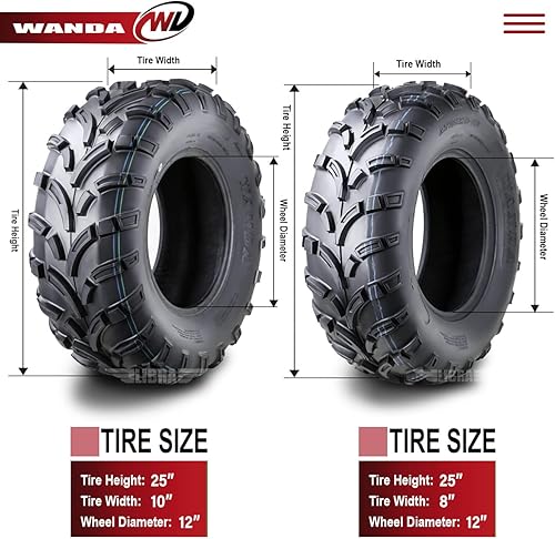 Miniatura 4 de 05-20 kawasaki BRUTE FORCE 650 750 ATV Juego de neumáticos WANDA 25x8-12 25x10-12 lite barro