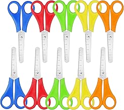 10 Pcs Kids Scissors,Children Blunt tip Safety Scissors,Children Safety Plastic Handle Handmade Preschool Training Scissor with cm-Scale for Scrapbooking Art DIY Craft Students Teaching Stationery