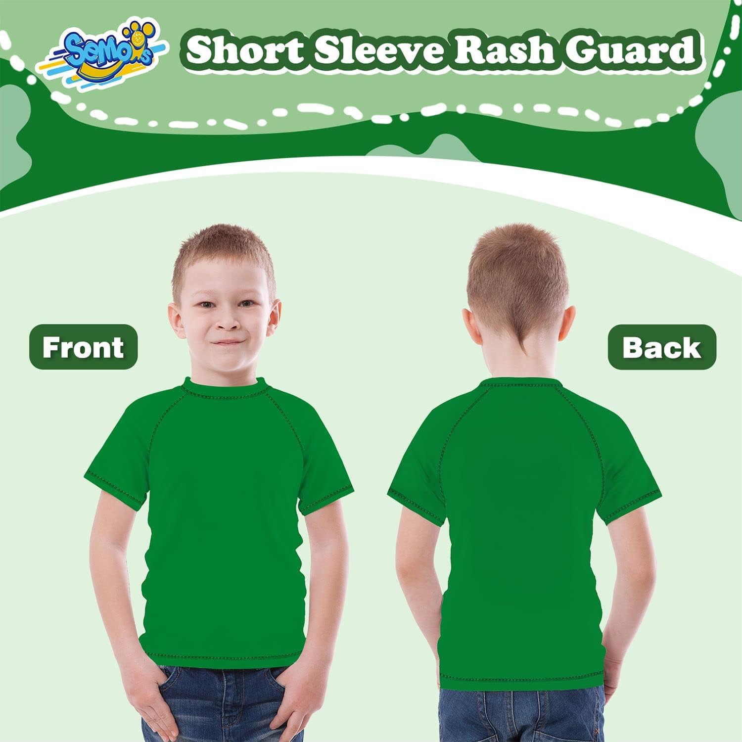 Semois Boys Rash Guard Swim Shirt Short Sleeve Swimwear Toddler Kids Youth Rashguard Water Shirt UPF+ 50 Quick Dry Shirt