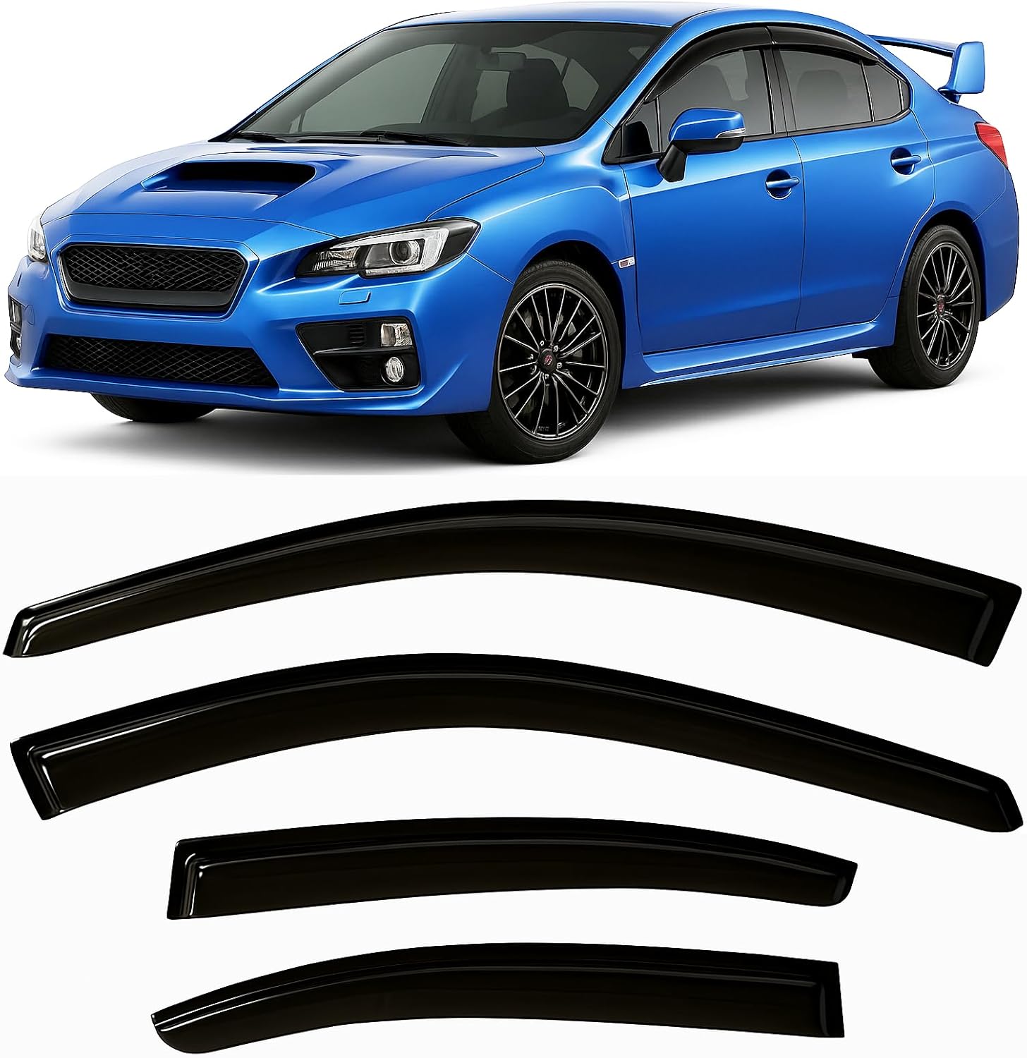 2015-2021 Tape-On Side Window Visor Deflectors for Subaru WRX Rain Guards Premium Limited STi Tinted Protectors 2016 2017 2018 2019 2020