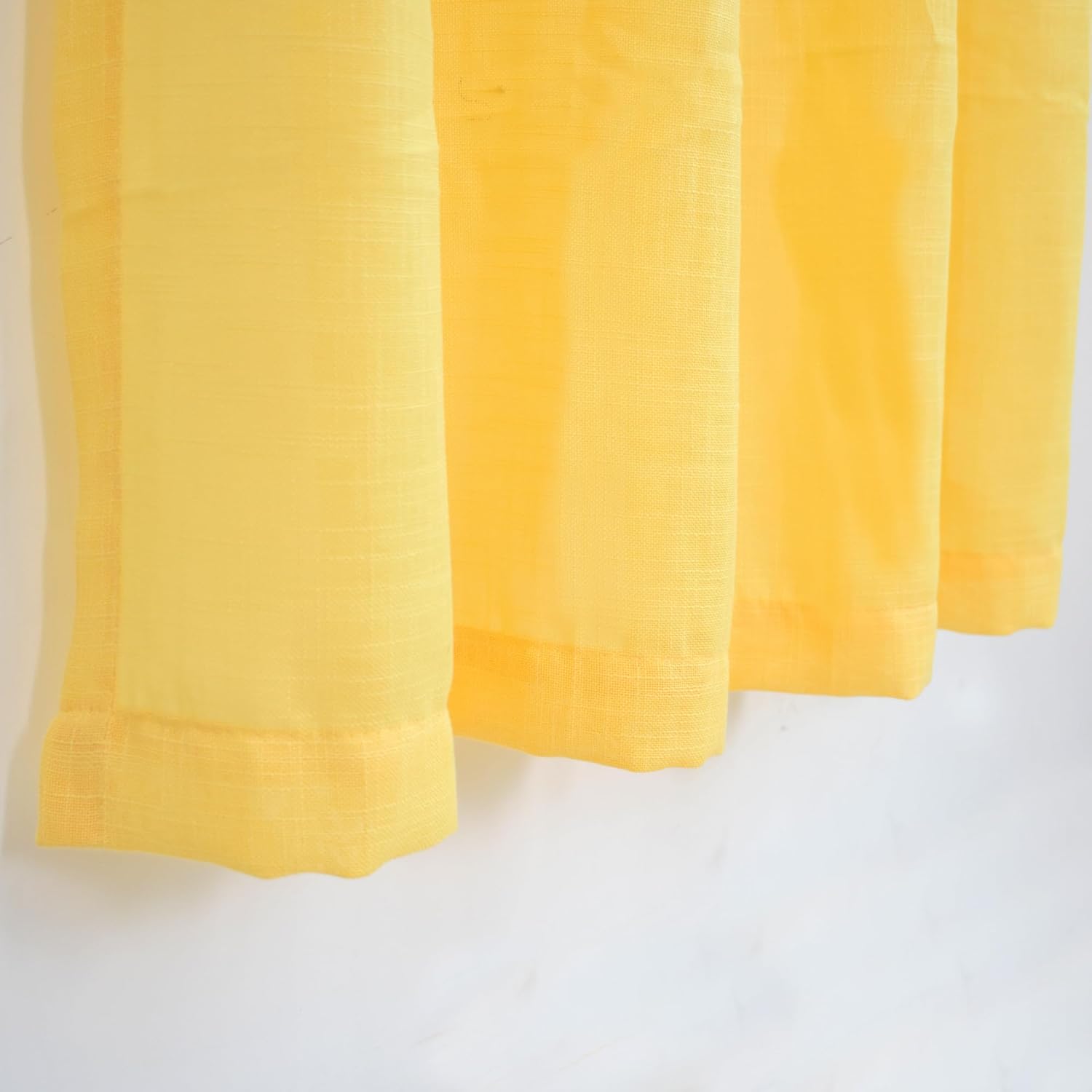 UPOPO 4 Pieces Yellow Valance for Windows 16 inch Sheer Linen Textured Open Weave Short Small Mini Curtains Topper Farmhouse Vintage Living Room Bedroom Door Kitchen Bathroom Rod Pocket 52"x16"