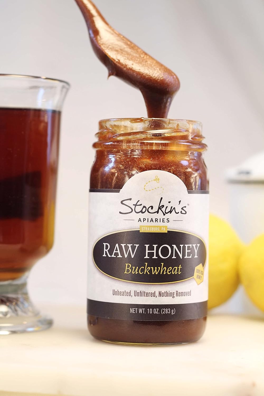 Stockin's Apiaries Raw Buckwheat Honey, Unheated, Unfiltered, & Nutritious, 17 Oz.