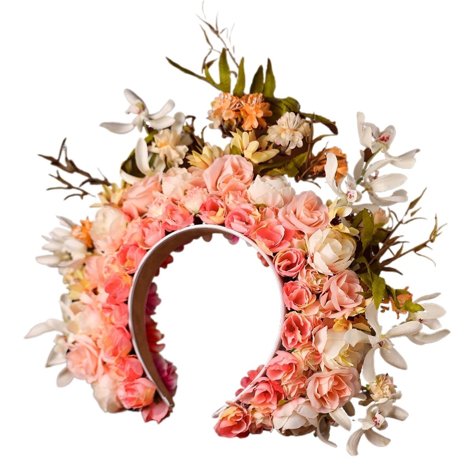 Haarreif mit künstlicher Blumenkrone Künstliches mehrfarbiges Blumenkronen-Stirnband for Frauen, Braut, Hochzeit, Haarschmuck(Color5)