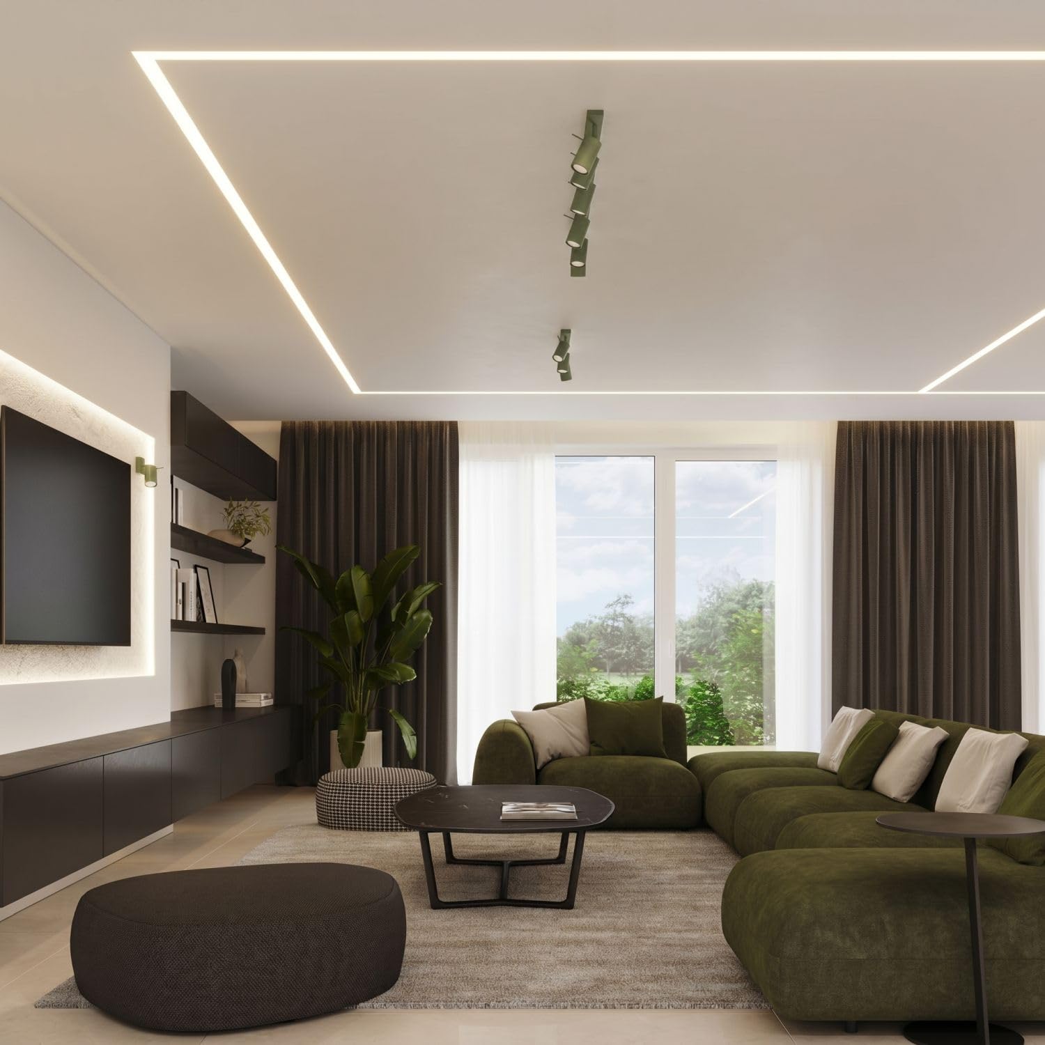 Licht-Erlebnisse Deckenstrahler schwenkbar Stahl Salbei GU10 4-flammig stilvoll gemütlich blendarm Schlafzimmer Flur L:80 cm Deckenlampe Wohnzimmer