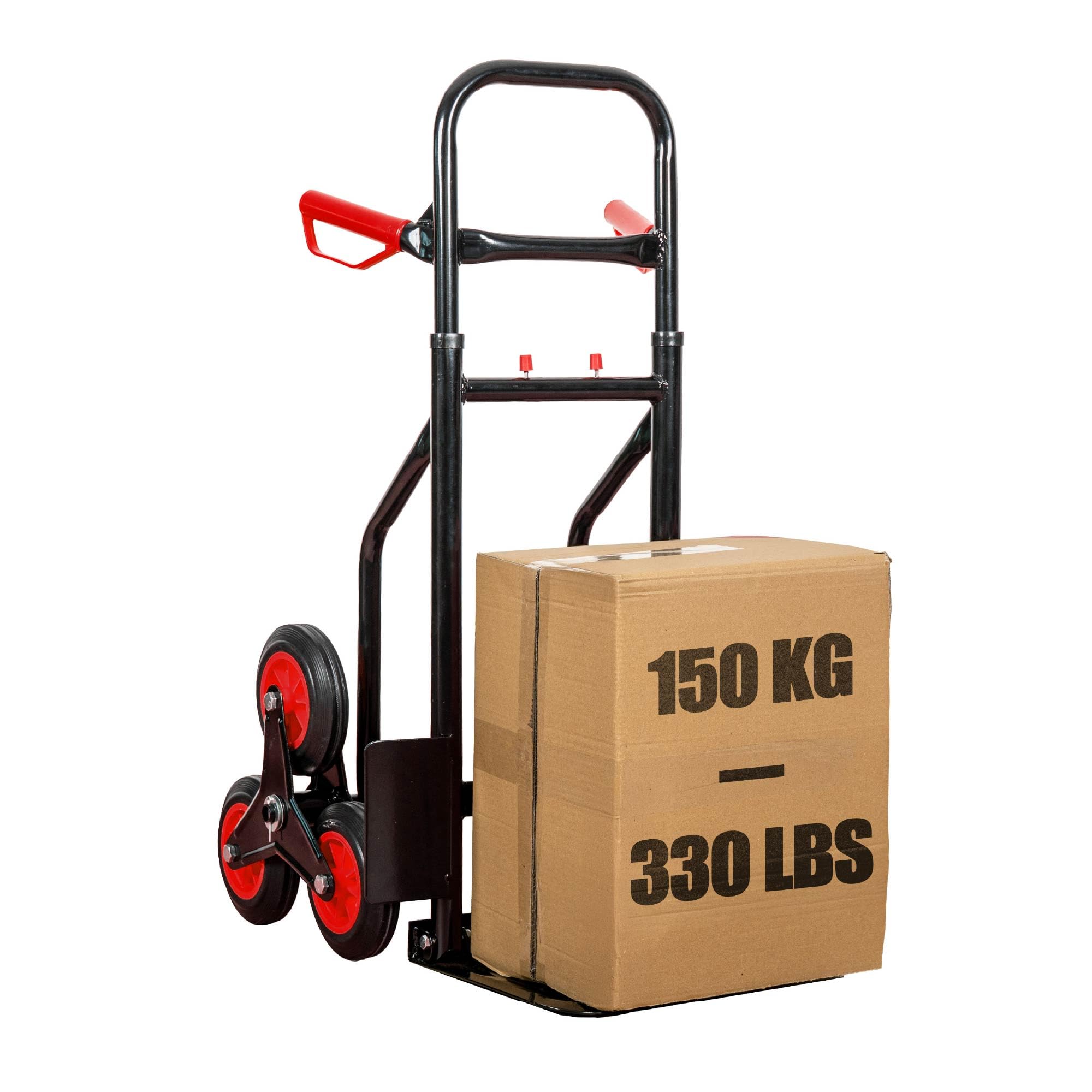 IlGruppone Carrello Portapacchi per Scale Pieghevole con 6 Ruote in Gomma Portatutto capacità Carico 150 kg Altezza Regolabile - Rosso