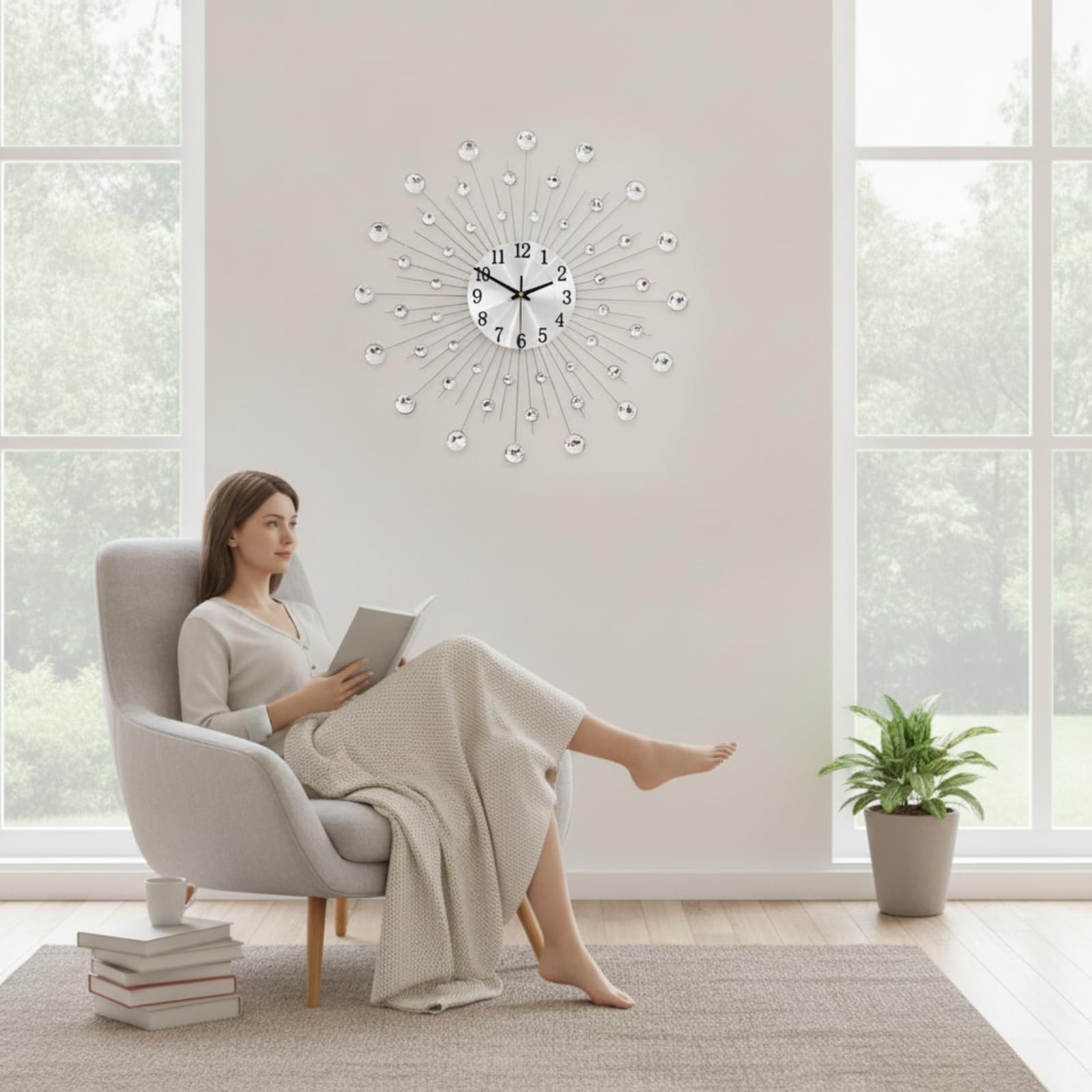 TISHITA Horloge Silencieuse | Morne, Horloge Murale, Décorative, pr Entrée, 70CM,