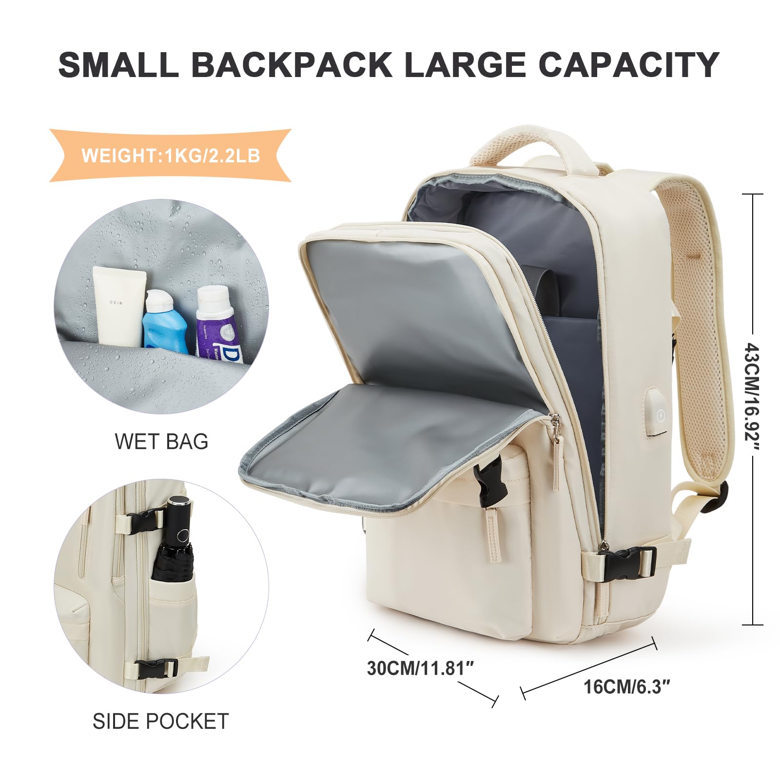 SZLX Zaino Ryanair 40x20x25 Bagaglio a Mano 45x36x20 Easyjet Zaino da Viaggio Donna Cabina Aereo Borsa da Viaggio Laptop Zaino da Lavoro Uomo Impermeabile Zaino per Università porta PC Travel Backpack