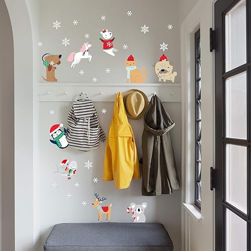 Miniatura 6 de Paper Riot Co. Calcomanías de pared de animales de nieve, lindos personajes, Navidad, vacaciones, adhesivo extraíble para aula, habitación de niños,