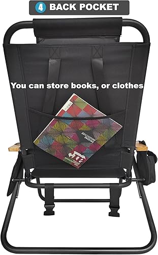 Miniatura 7 de AnYoker Silla de camping, gran tamaño, silla compacta de 2 vías de gran tamaño, silla plegable portátil, silla de playa con bolsillo lateral y