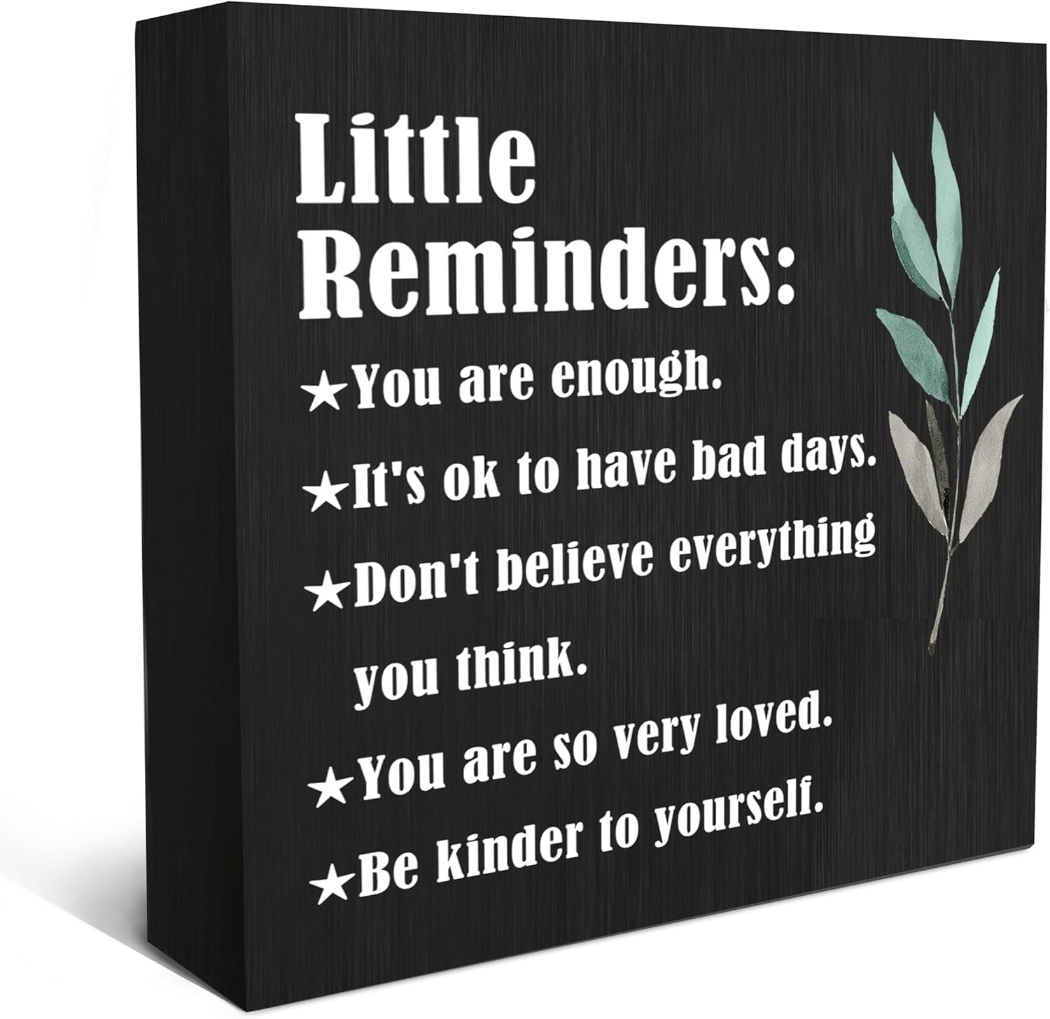 7x7 Inch Wooden Box Sign Little Reminders Inspirational Desk Decor