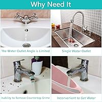 Vista 3 de Extensor de grifo giratorio de 1080°, extensión de aireador de grifo de agua para fregadero en latón, extensor de grifo de baño de brazo robótico