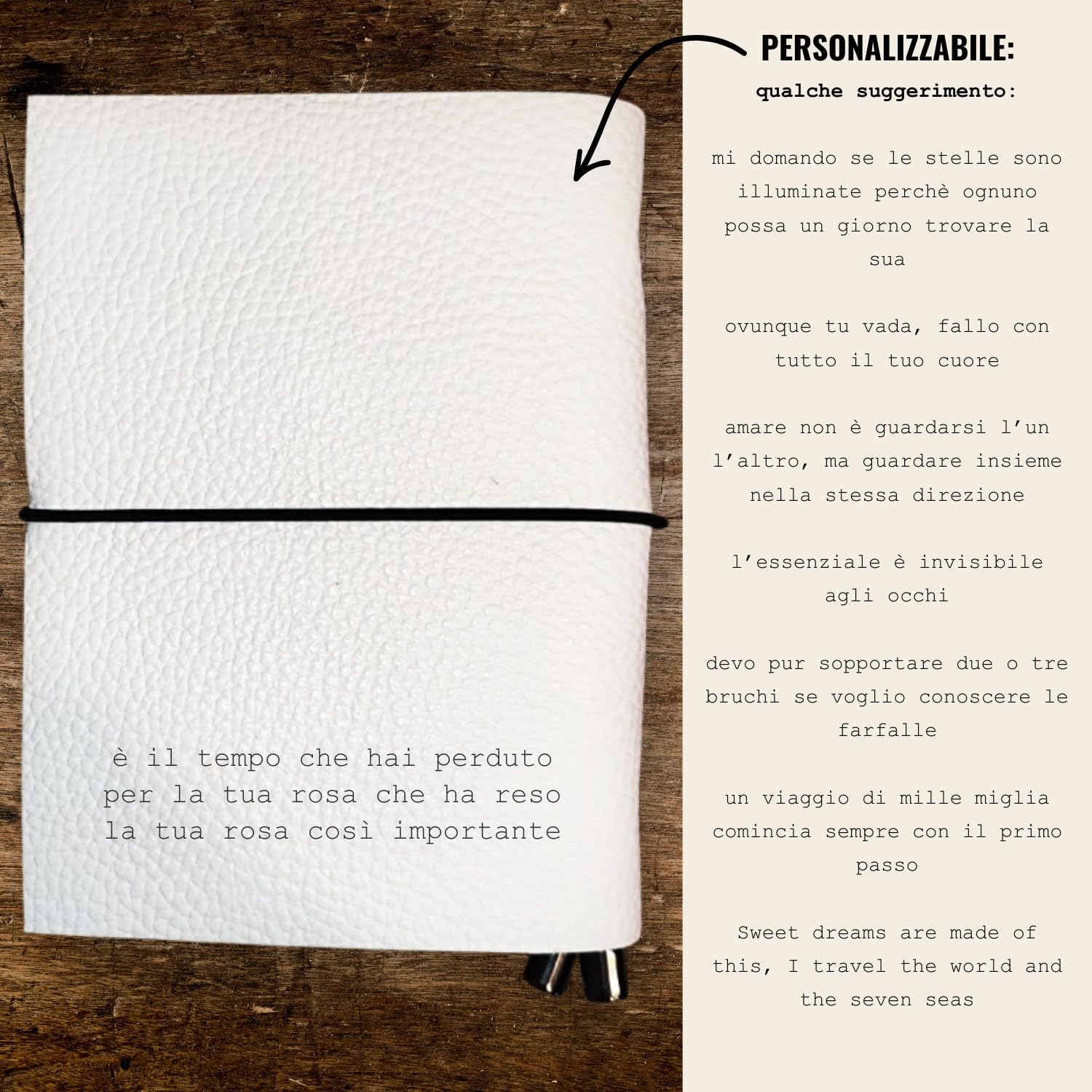 Taccuino in pelle “Piccolo Principe” in stile Midori - formato A6 | Diario di viaggio con 3 quaderni sostituibili | Copertina Personalizzabile con nome, frase, dedica | Fatto a mano | Idea regalo