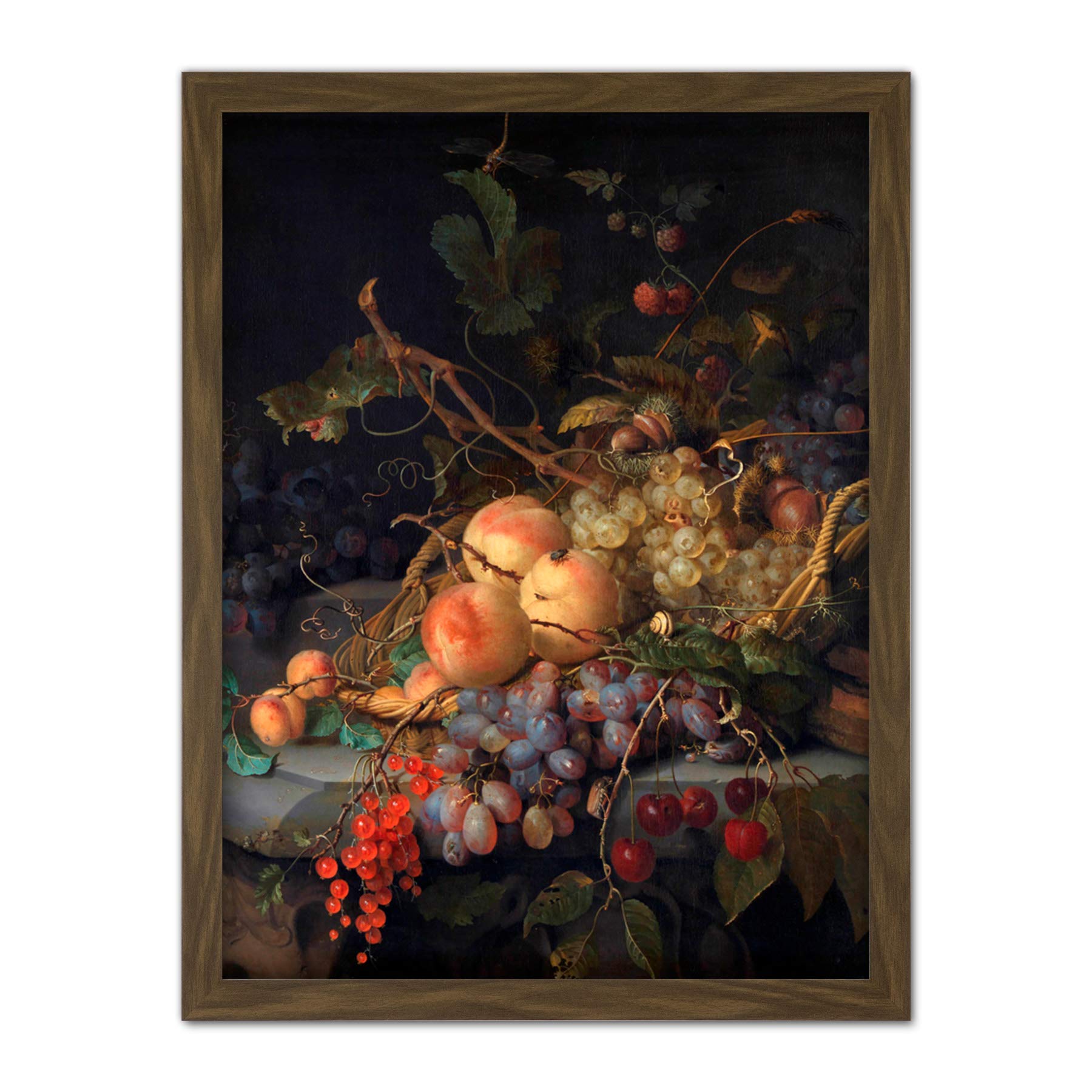 Artery8 Jacob Van Walscapelle Still Life Fruit Painting Artwork Framed Wall Art Print 18X24 Inch