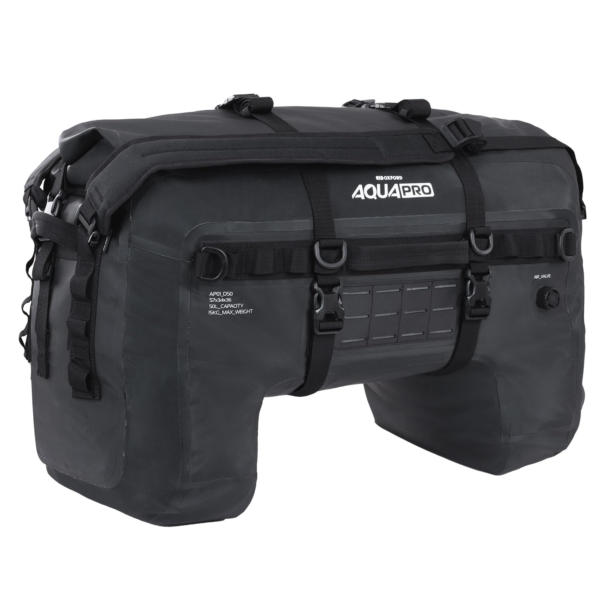 Oxford Motorcycle Aqua Pro D50 Waterproof Duffle Bag Rear Luggage Black