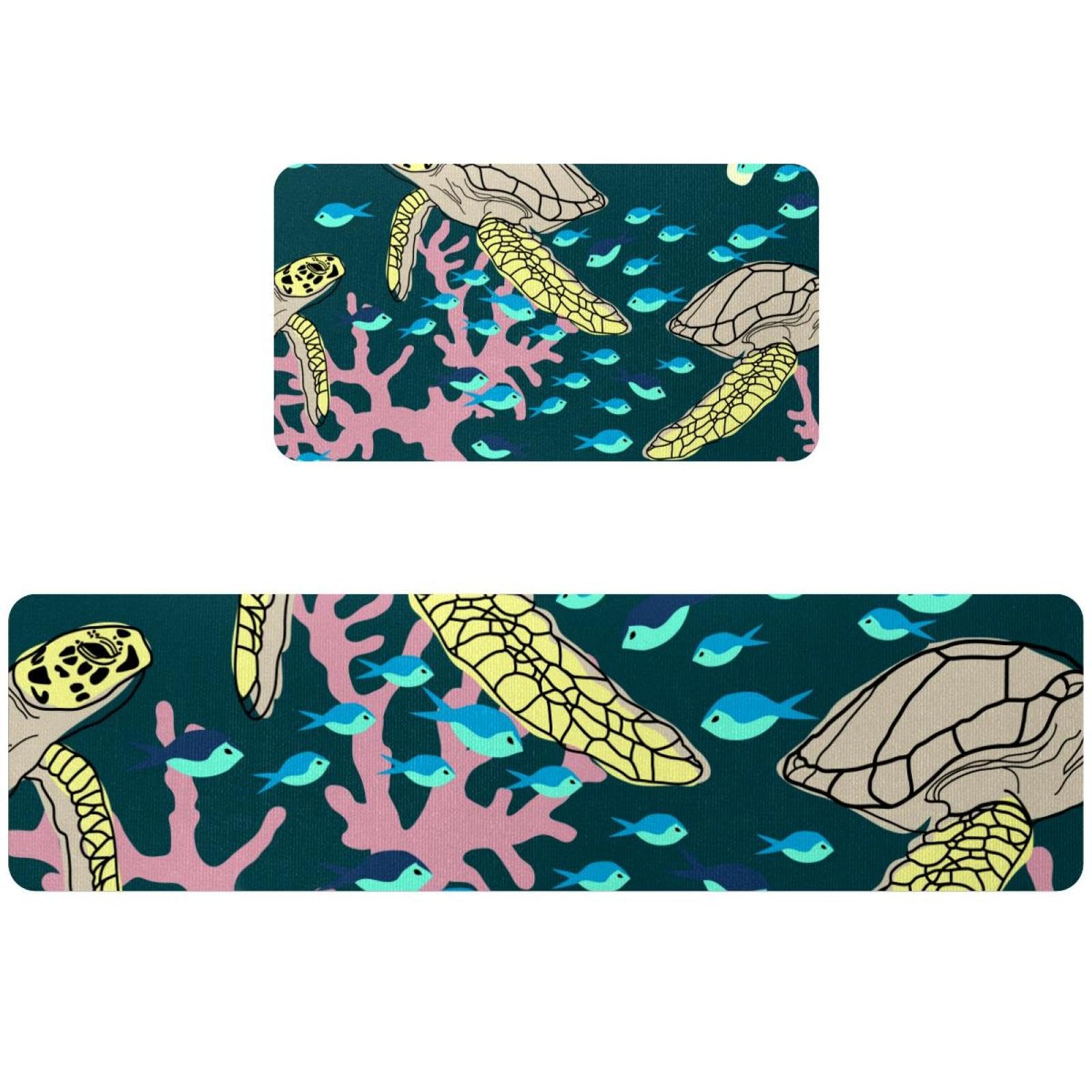 Tapis de cuisine lavable et antidérapant avec motif de poissons